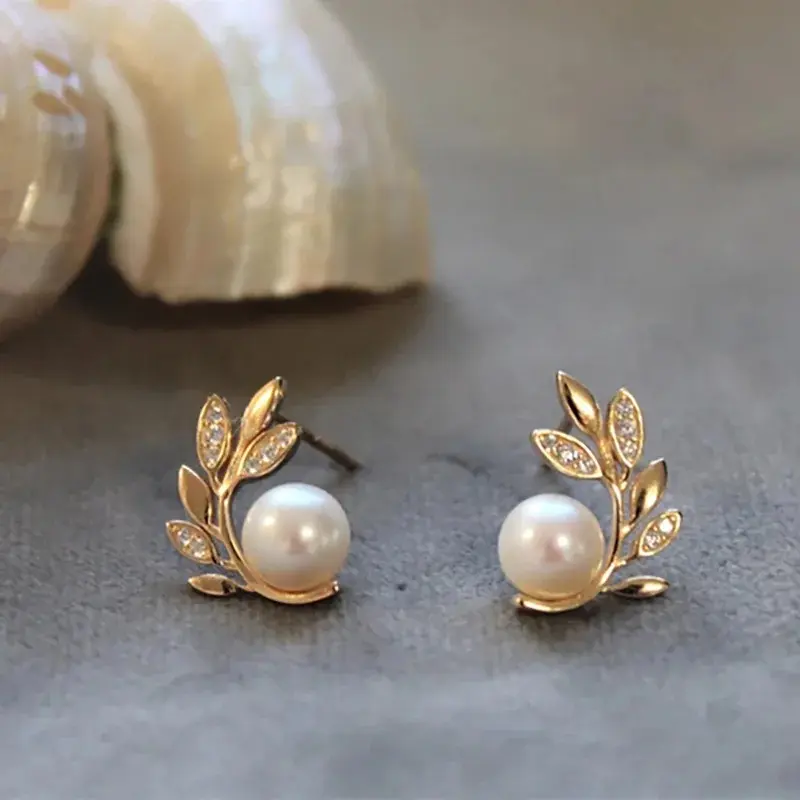 Pearl Leaf Earrings - FY0067